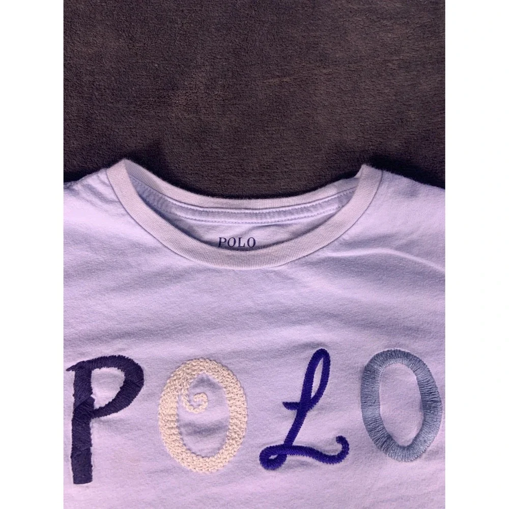 Polo Ralph Lauren Big Girls Script Graphic Tee T-Shirt L Blue
